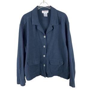 Vintage Talbots Linen Blend Blazer Chore Coat 90s Minimalist Lagenlook Sz MP